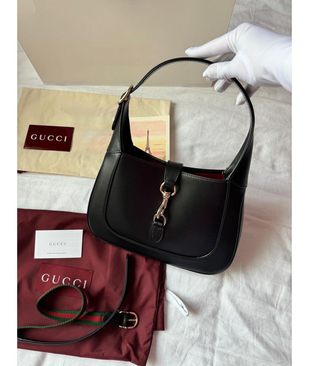 GUCCI Черная кожаная сумка с короткими ручками, фото 2