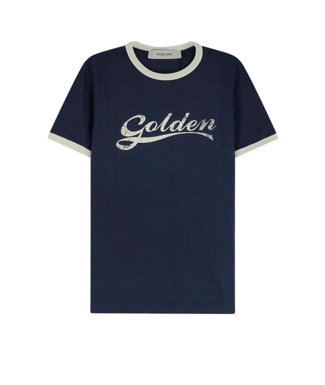 GOLDEN GOOSE DELUXE BRAND Темно-синяя хлопковая футболка, фото 1