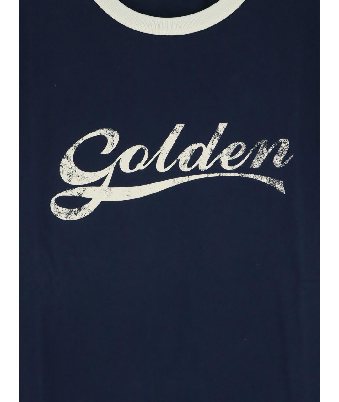 GOLDEN GOOSE DELUXE BRAND Темно-синяя хлопковая футболка, фото 3