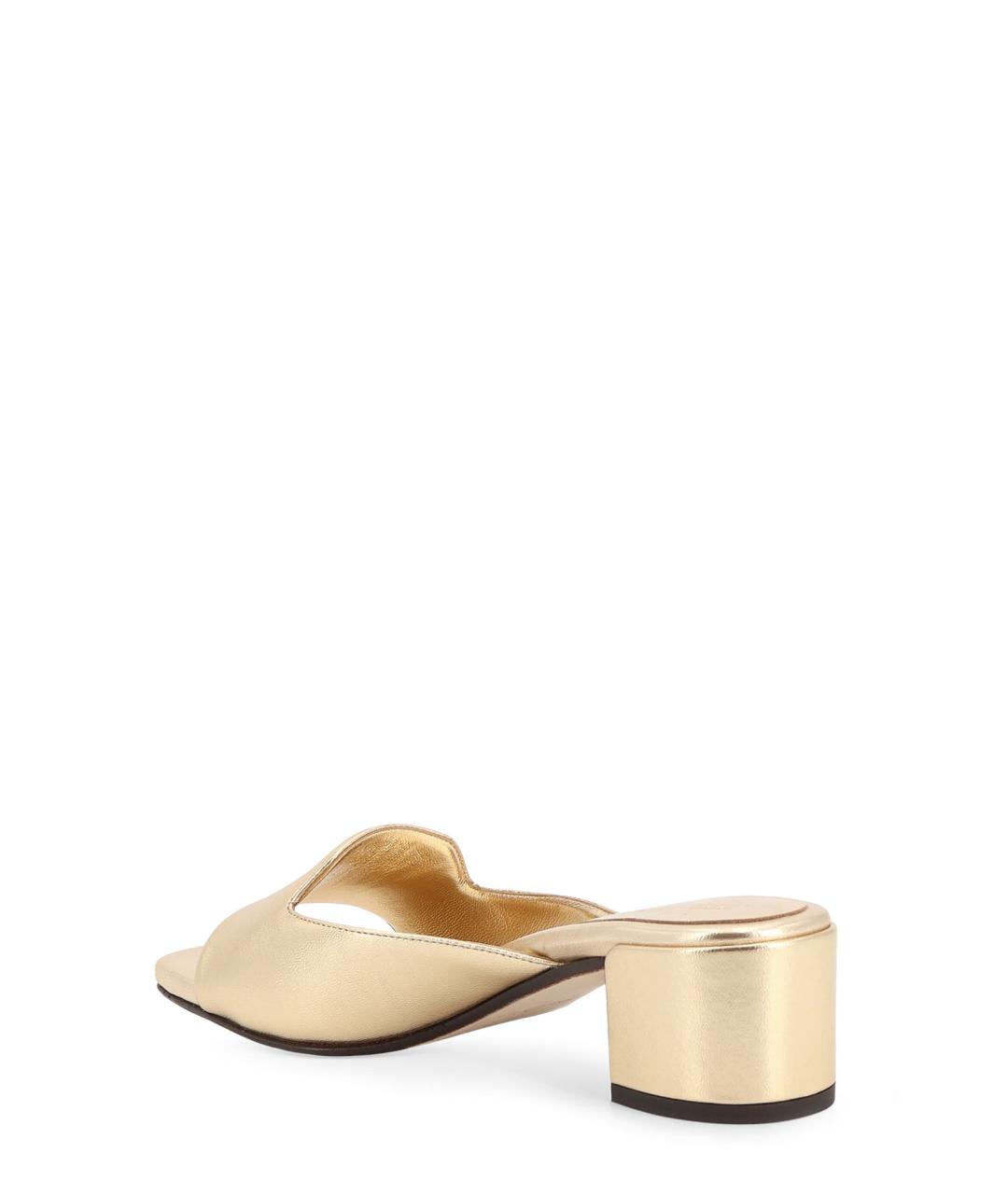 JIMMY CHOO Золотые кожаные мюли, фото 3