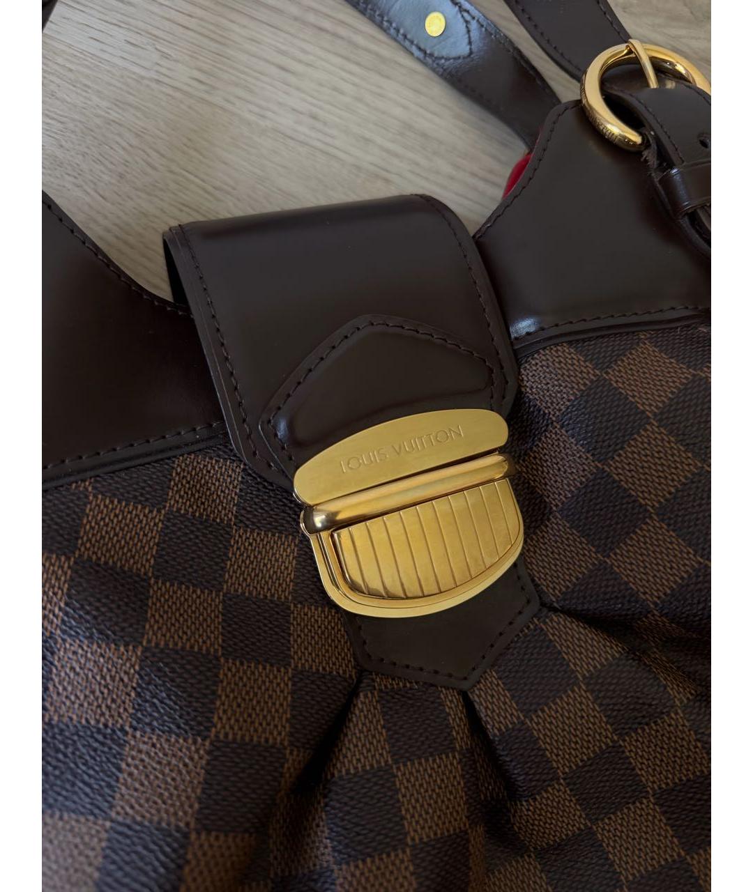 LOUIS VUITTON Коричневая кожаная сумка через плечо, фото 7