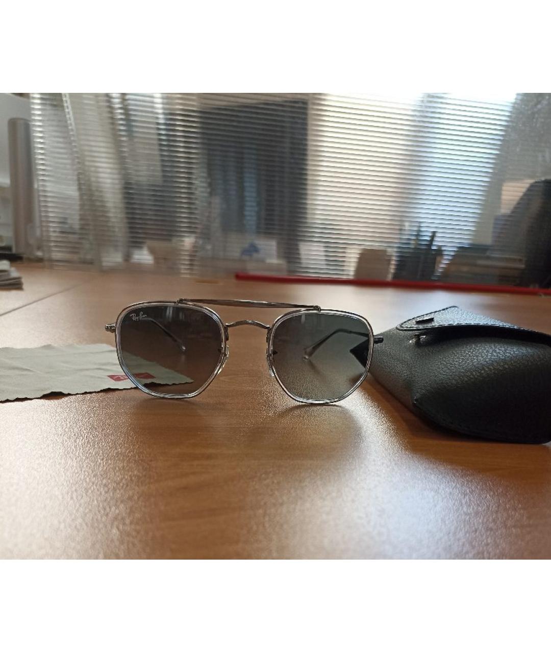 RAY BAN Серые металлические солнцезащитные очки, фото 4