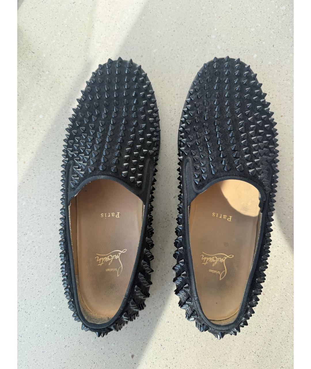 CHRISTIAN LOUBOUTIN Черные замшевые лоферы, фото 3
