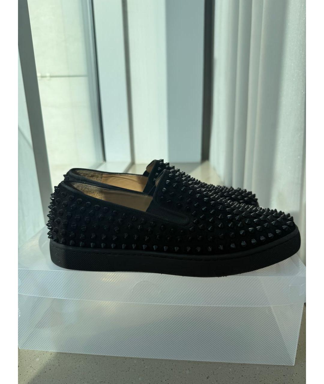CHRISTIAN LOUBOUTIN Черные замшевые лоферы, фото 6