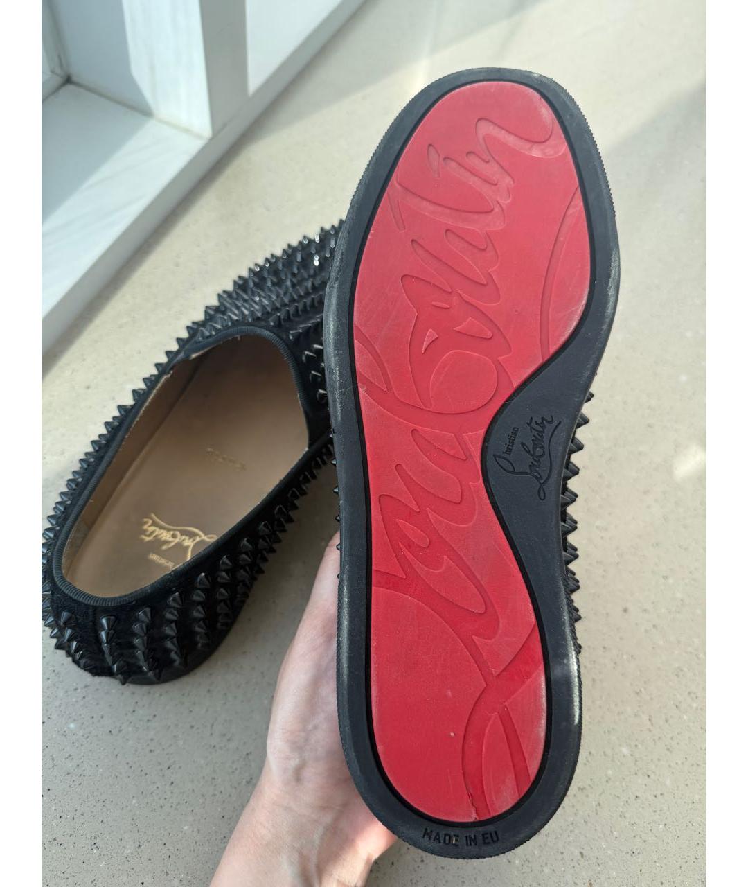 CHRISTIAN LOUBOUTIN Черные замшевые лоферы, фото 5