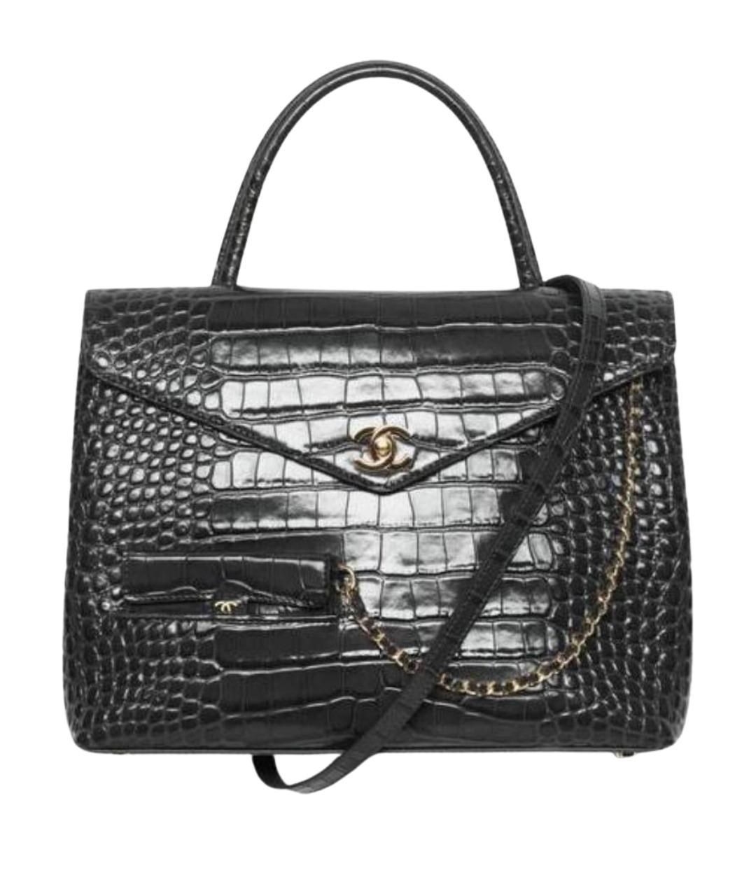 CHANEL Черная кожаная сумка с короткими ручками, фото 1