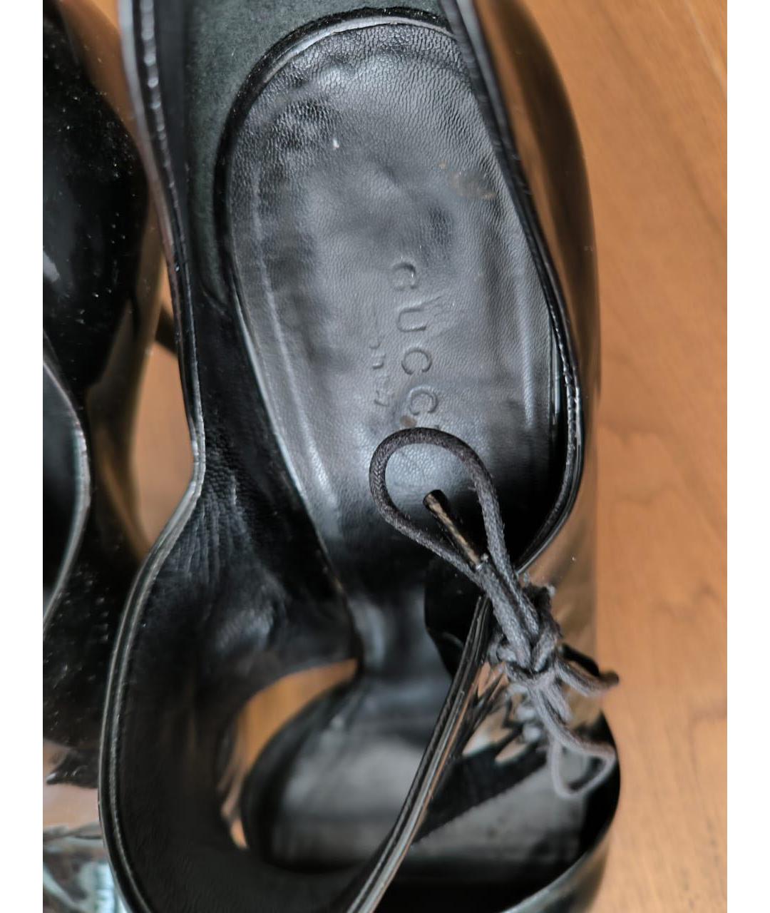 GUCCI Черные кожаные босоножки, фото 7