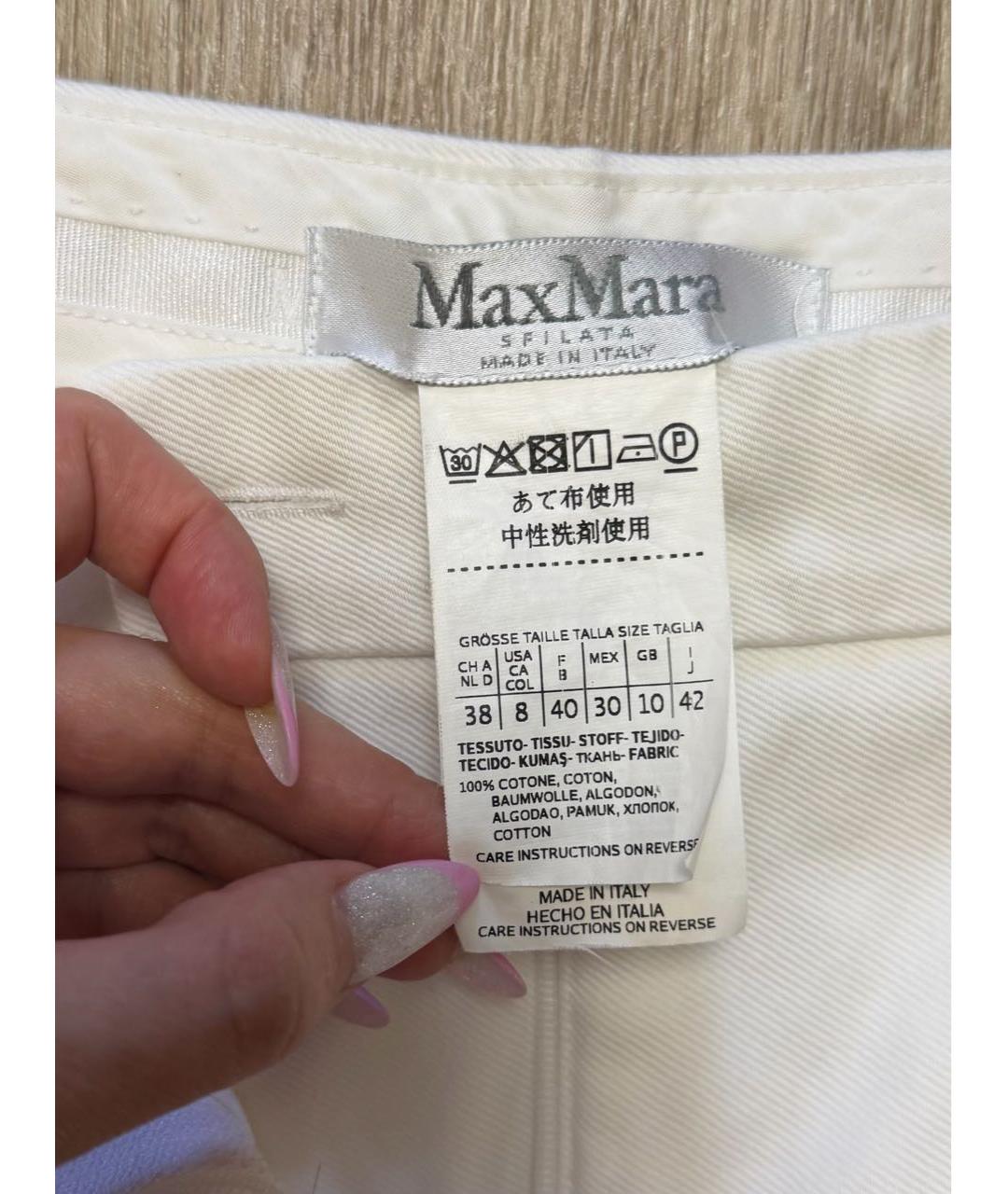 'S MAX MARA Белые хлопковые прямые брюки, фото 5