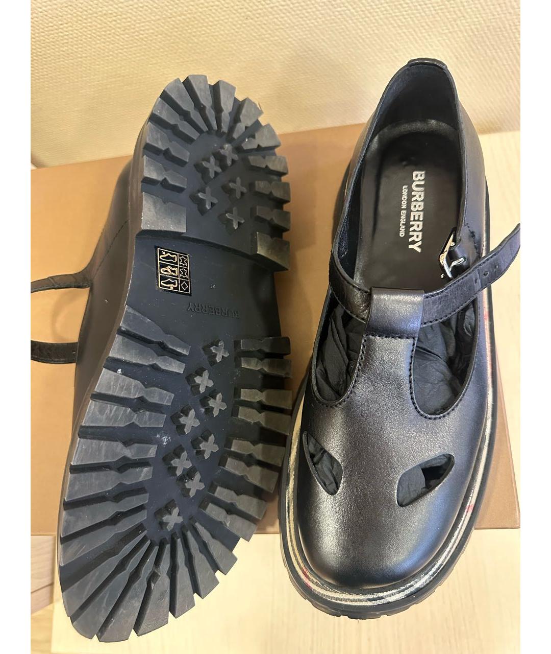 BURBERRY Черные кожаные туфли, фото 5