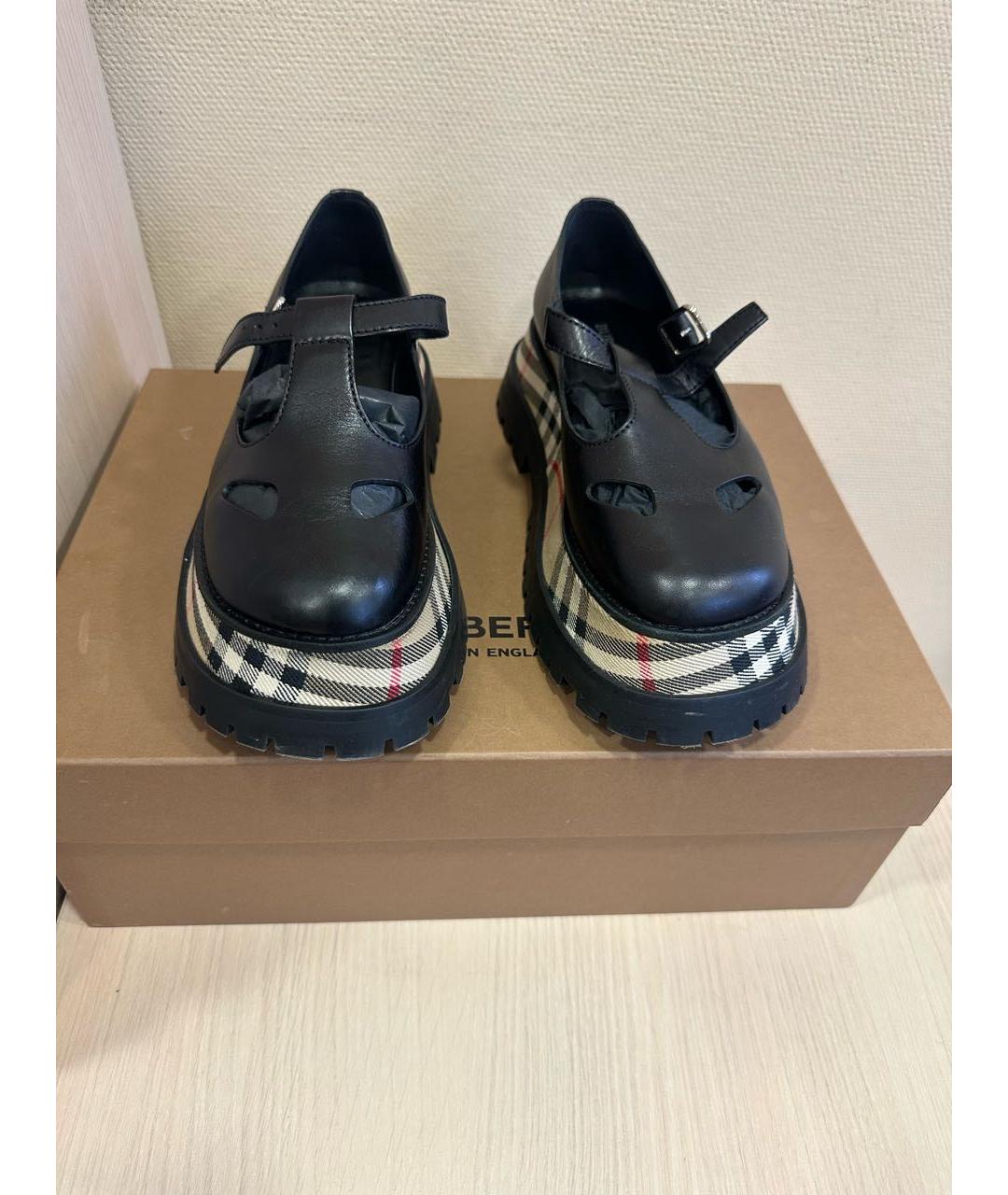 BURBERRY Черные кожаные туфли, фото 3