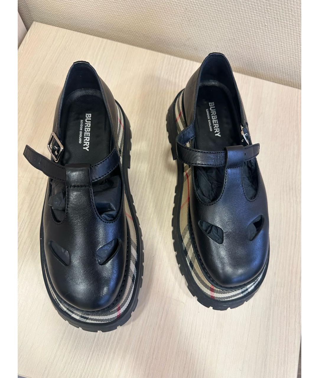 BURBERRY Черные кожаные туфли, фото 2