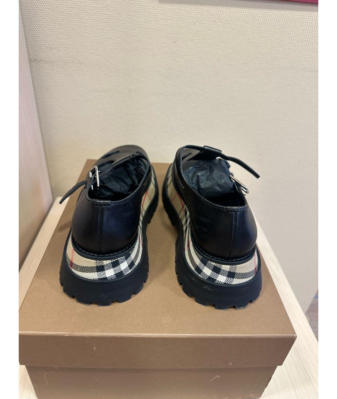 BURBERRY Черные кожаные туфли, фото 4