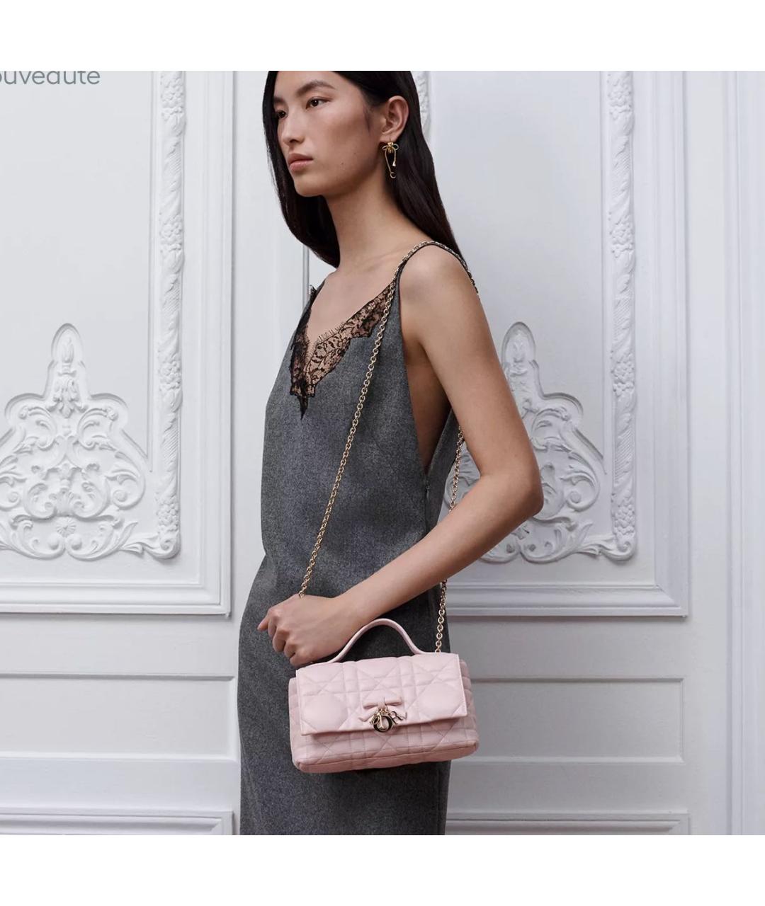 CHRISTIAN DIOR Розовая кожаная сумка через плечо, фото 2