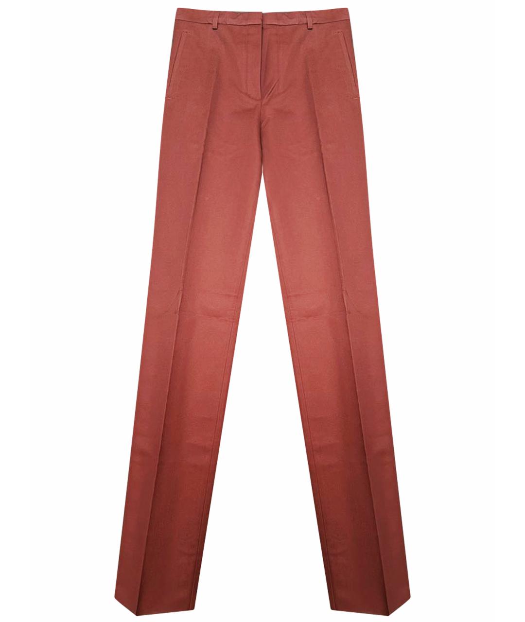 HERMES Бордовые хлопковые прямые брюки, фото 1