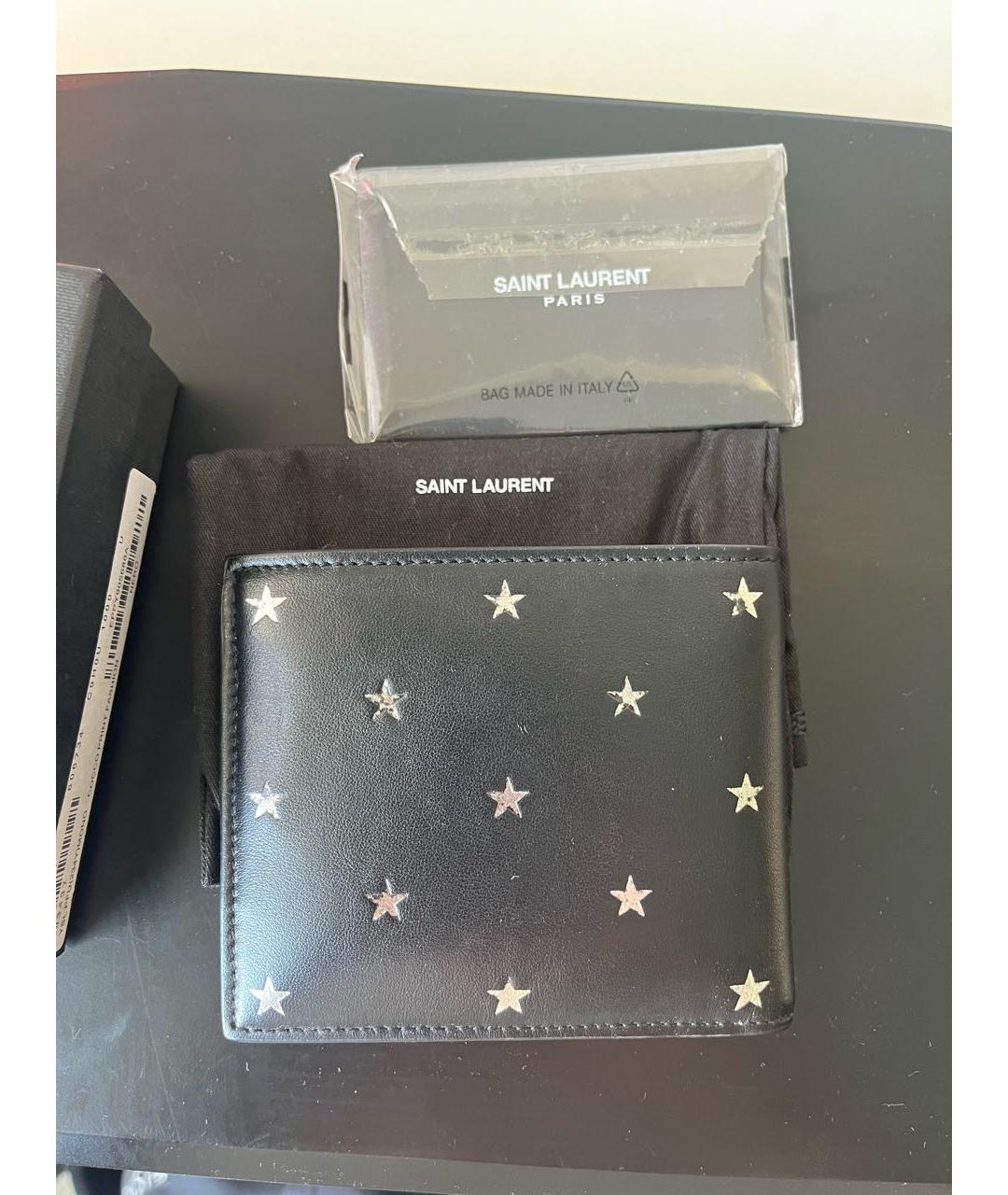 SAINT LAURENT Черный кожаный кошелек, фото 2