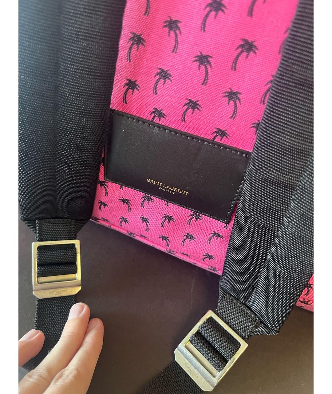 SAINT LAURENT Розовый тканевый рюкзак, фото 6