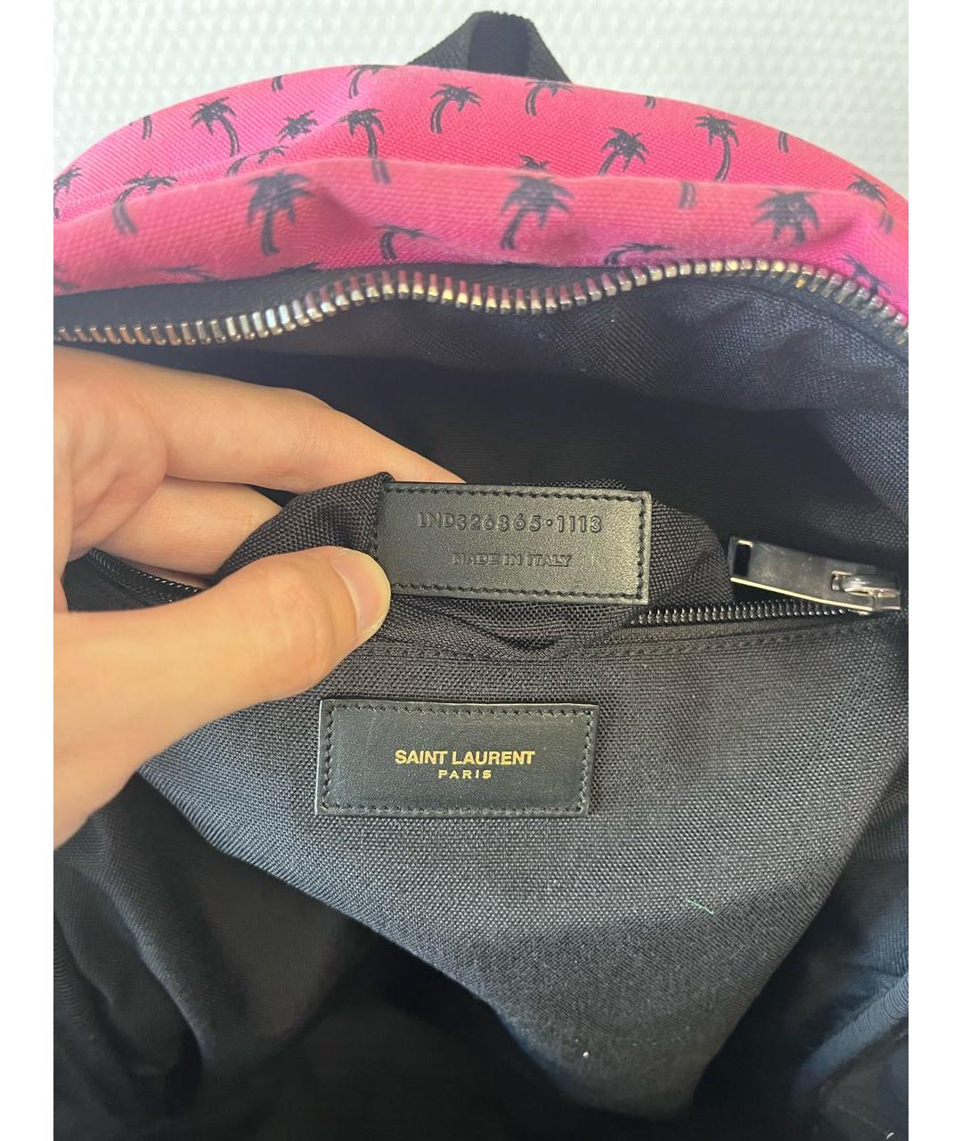 SAINT LAURENT Розовый тканевый рюкзак, фото 4
