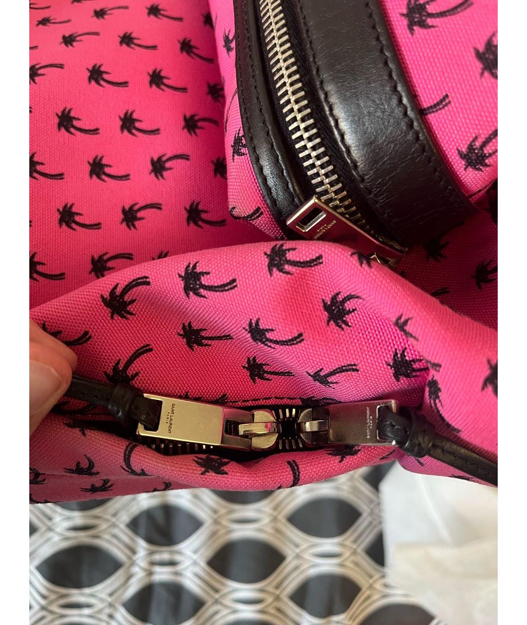 SAINT LAURENT Розовый тканевый рюкзак, фото 7