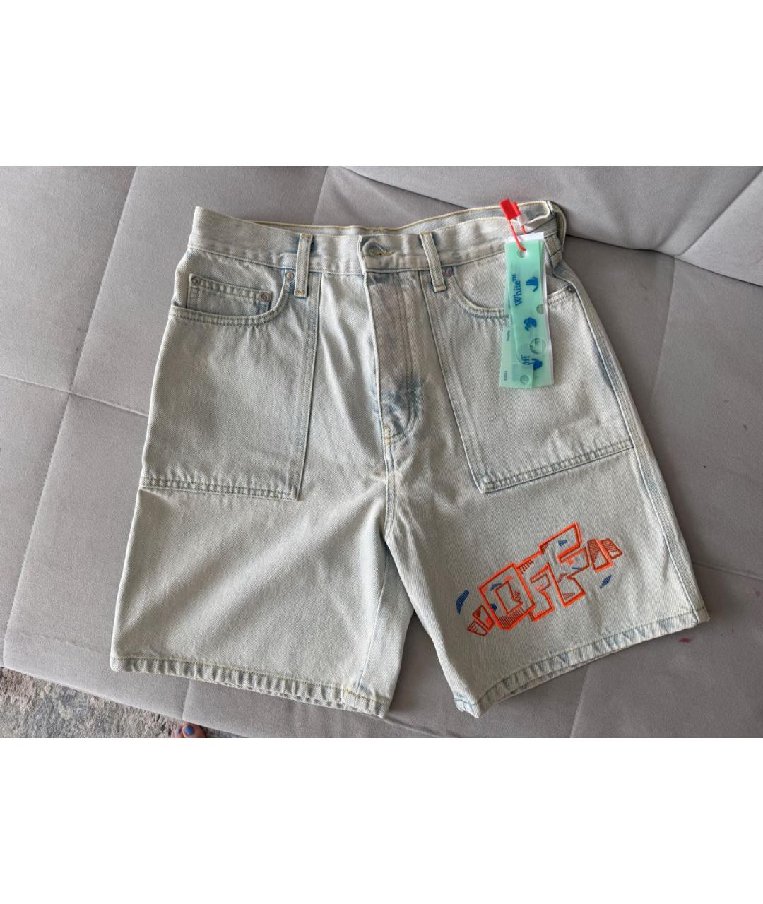 OFF-WHITE Голубые хлопковые шорты, фото 9