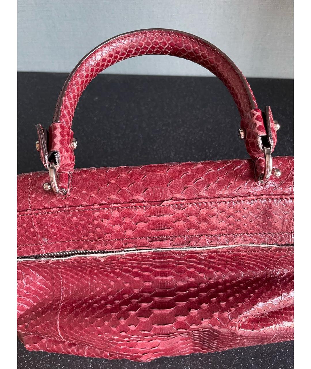 FERRAGAMO Бордовая кожаная сумка с короткими ручками, фото 4