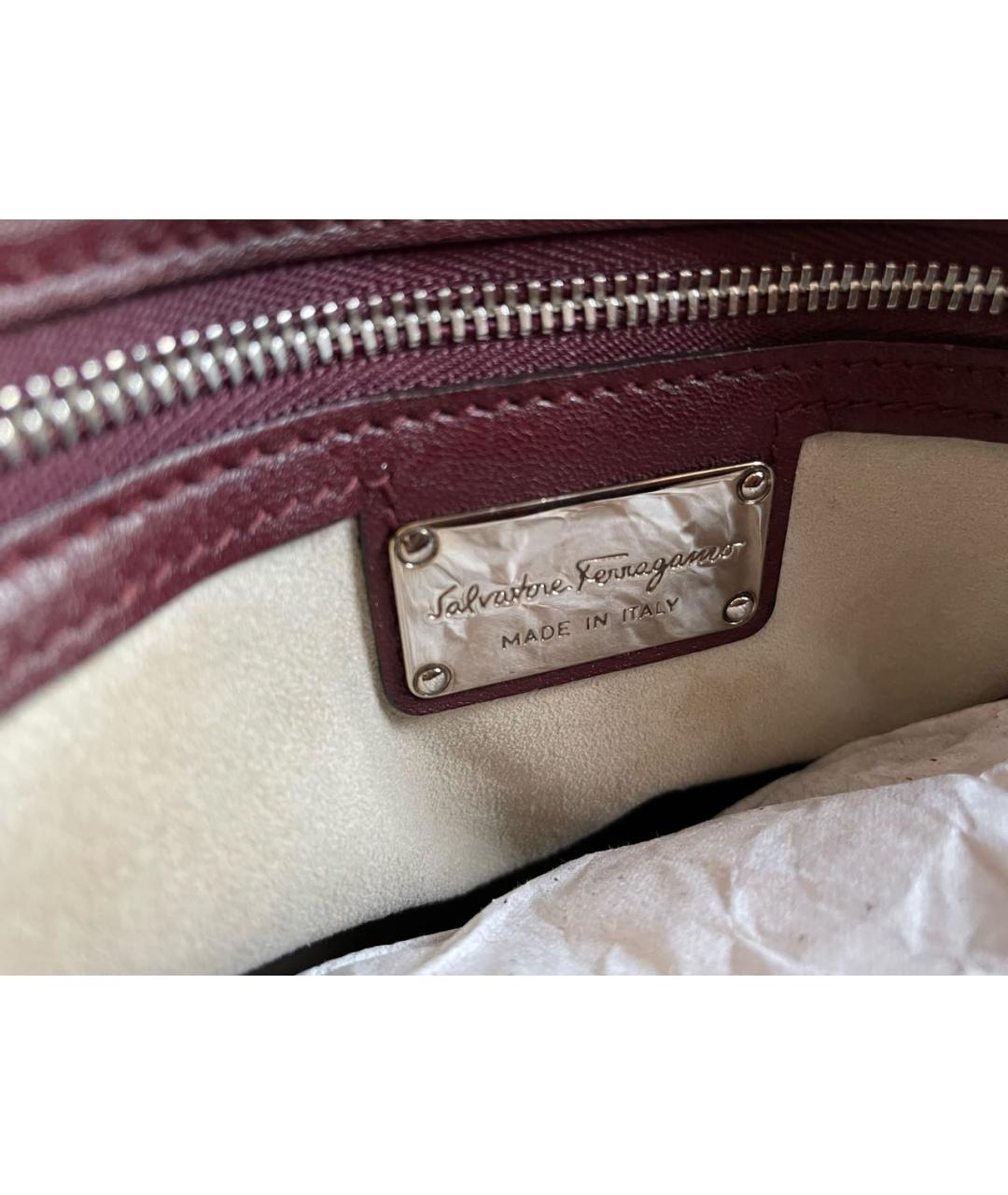 FERRAGAMO Бордовая кожаная сумка с короткими ручками, фото 8