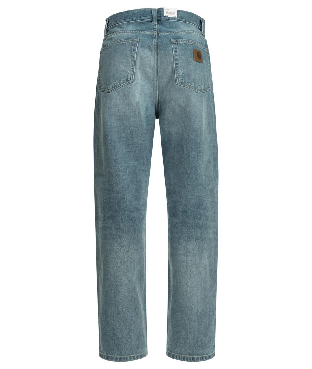 CARHARTT WIP Голубые хлопковые прямые джинсы, фото 2