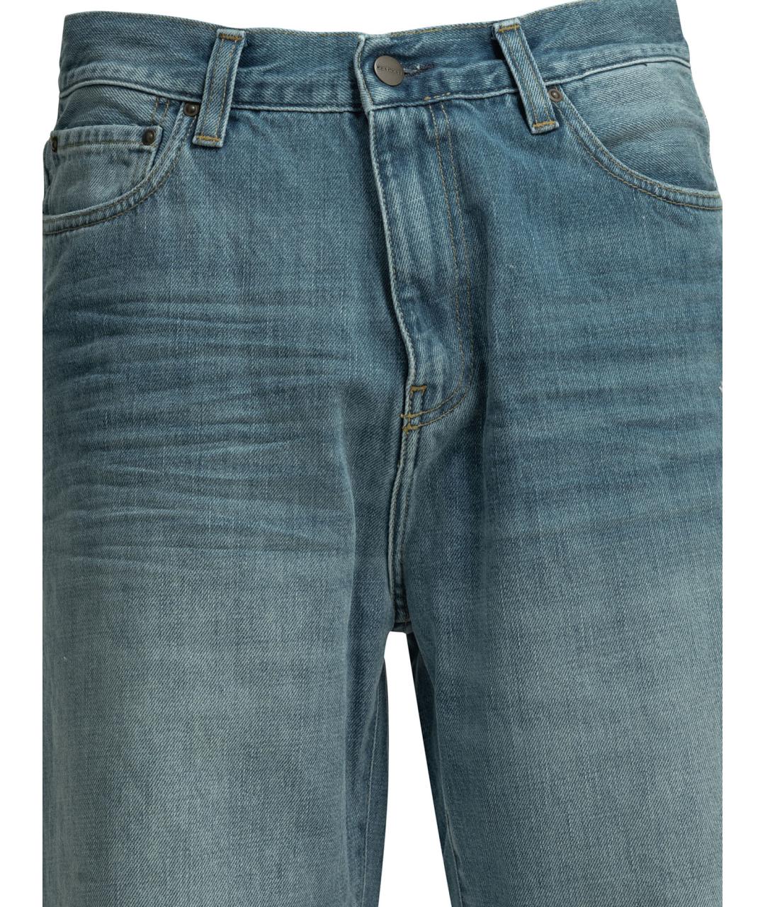 CARHARTT WIP Голубые хлопковые прямые джинсы, фото 3