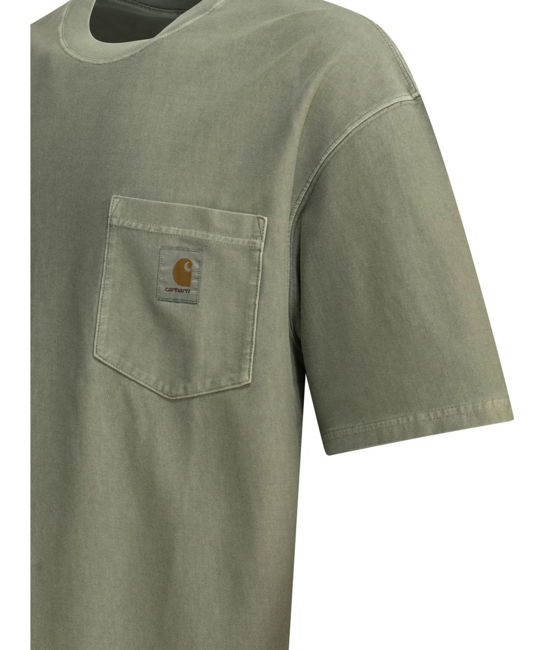 CARHARTT WIP Зеленая хлопковая футболка, фото 4