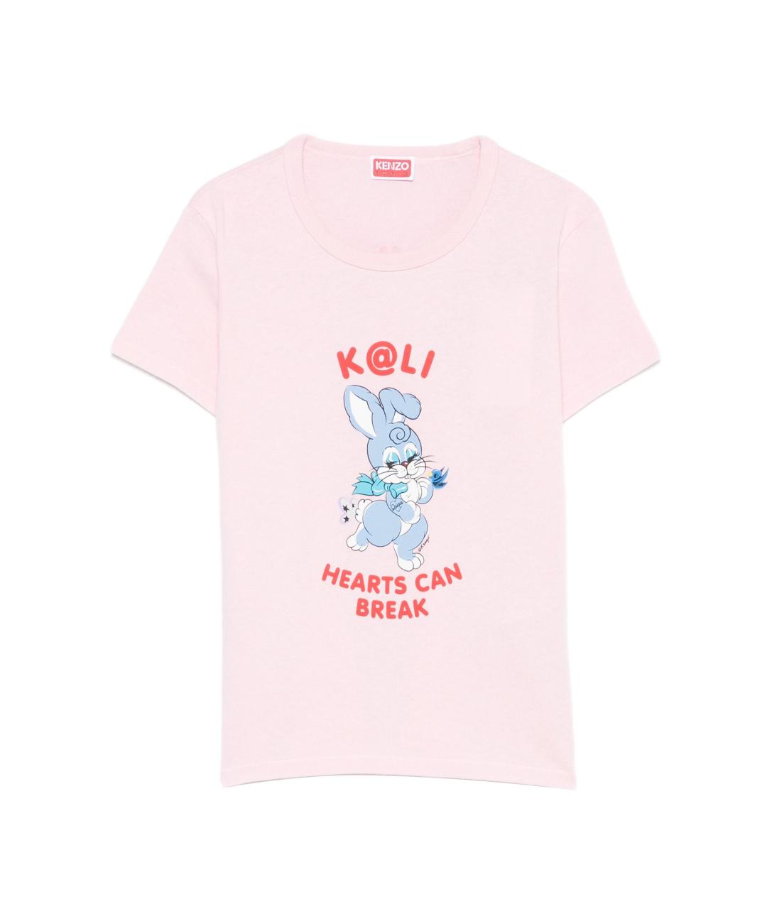 KENZO Розовая хлопковая футболка, фото 1