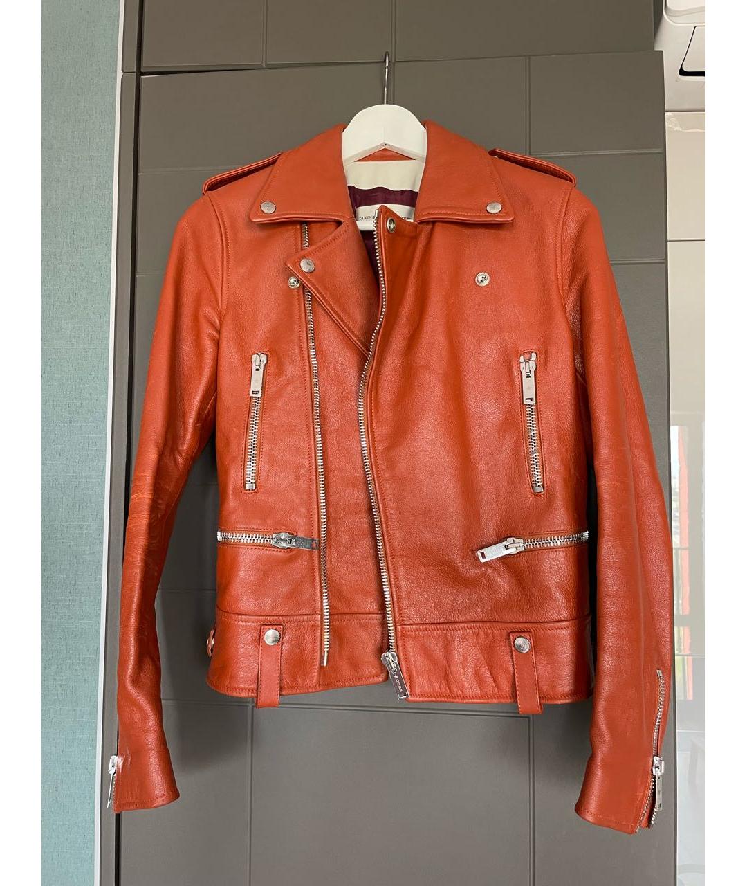 GOLDEN GOOSE DELUXE BRAND Оранжевая кожаная куртка, фото 9