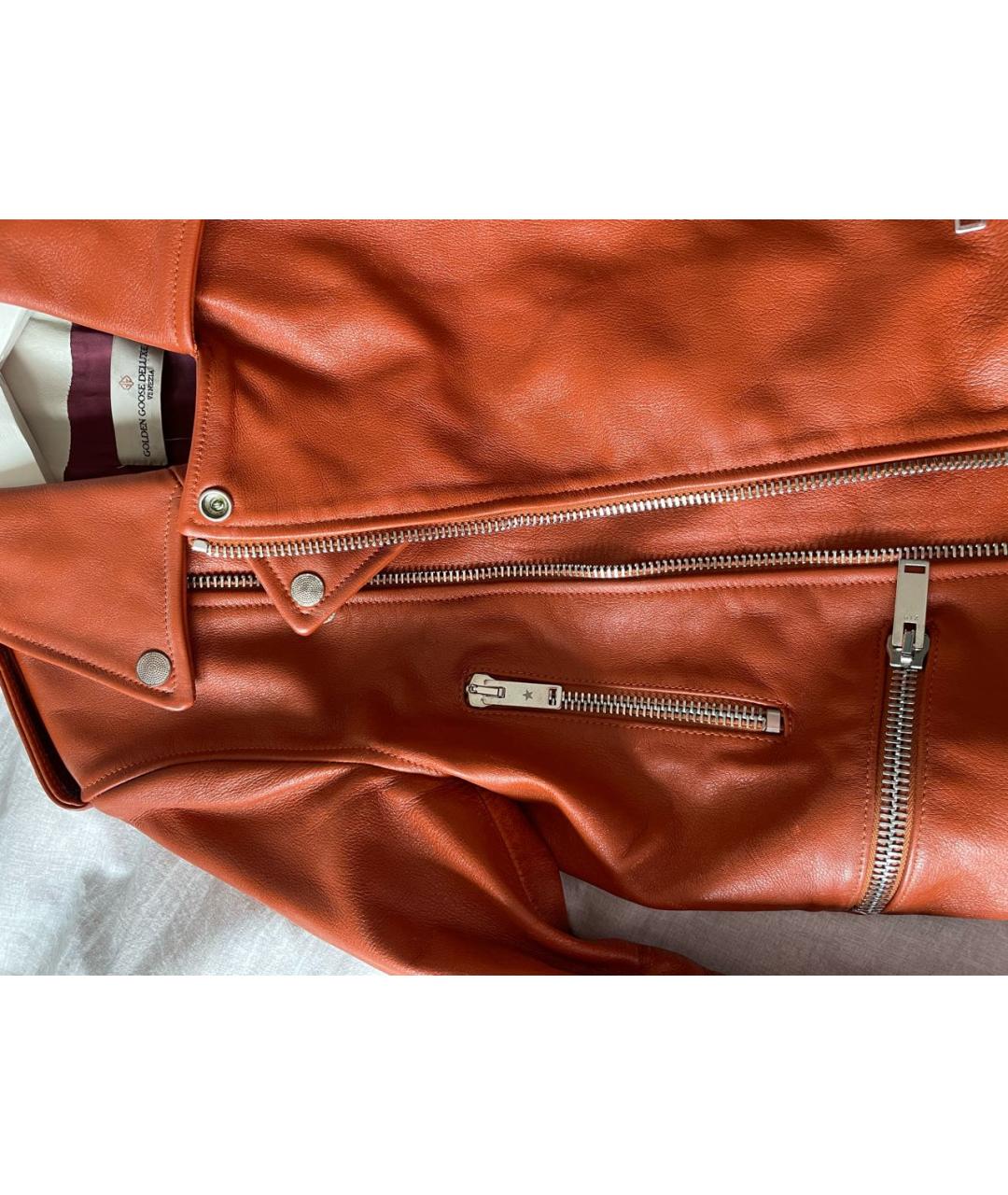 GOLDEN GOOSE DELUXE BRAND Оранжевая кожаная куртка, фото 4