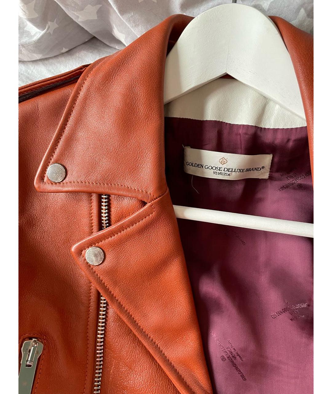 GOLDEN GOOSE DELUXE BRAND Оранжевая кожаная куртка, фото 3