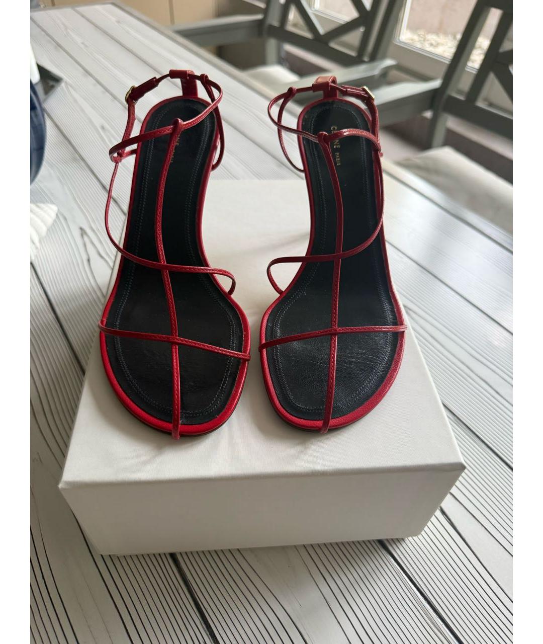 CELINE Красные кожаные босоножки, фото 2