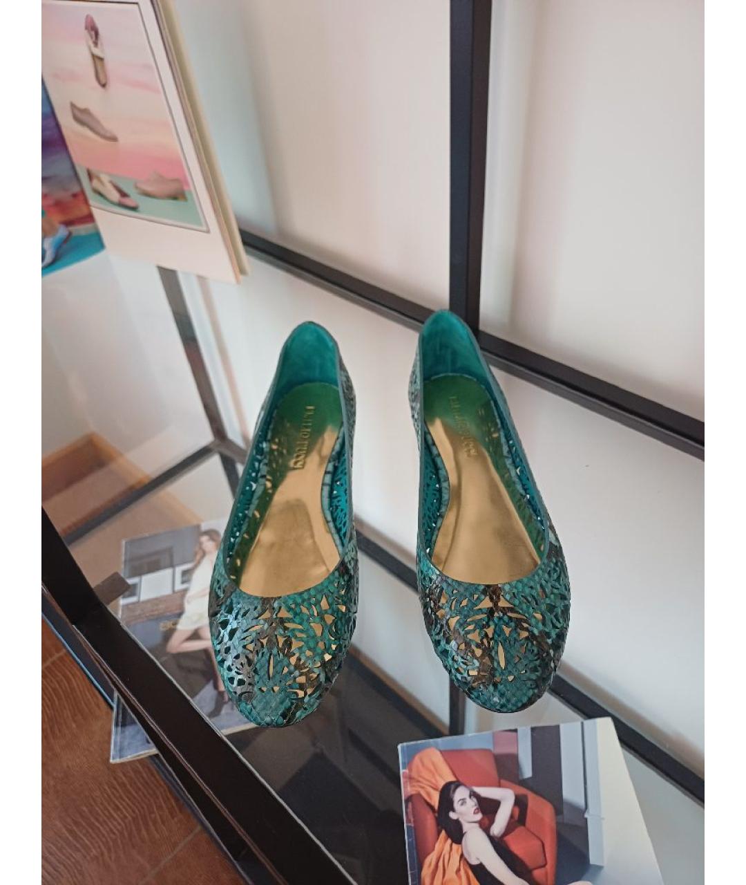 EMILIO PUCCI Бирюзовые кожаные балетки, фото 7