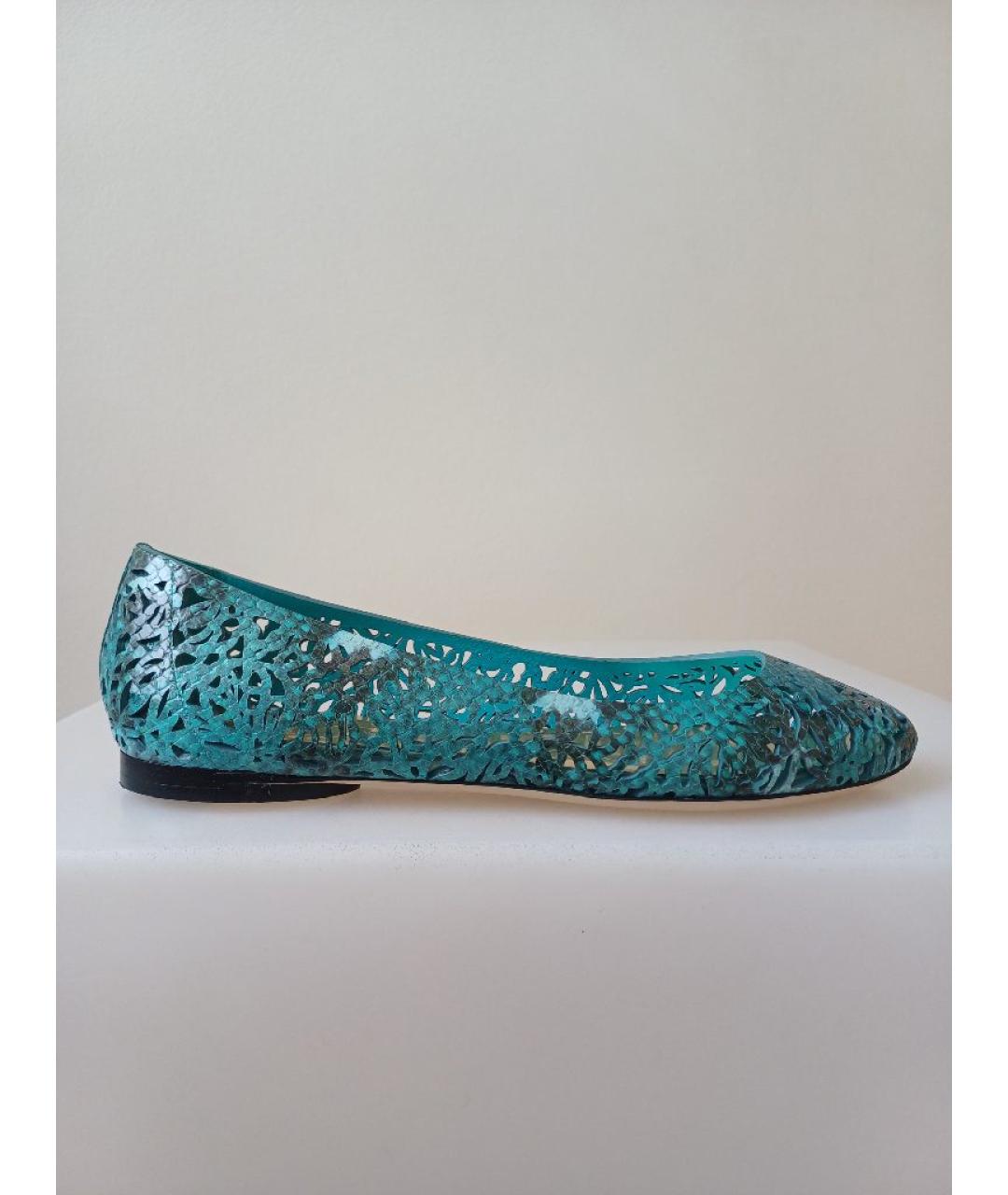EMILIO PUCCI Бирюзовые кожаные балетки, фото 10