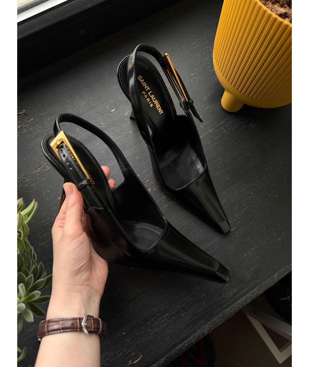 SAINT LAURENT Черные туфли из лакированной кожи, фото 2