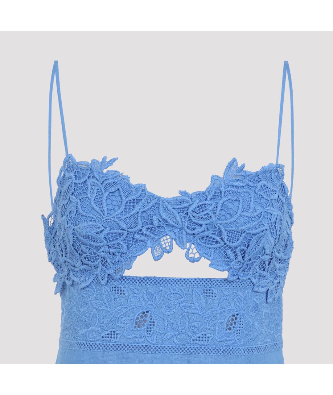 ERMANNO SCERVINO Синее льняное коктейльное платье, фото 6