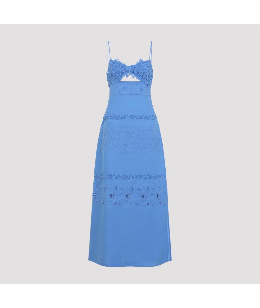 ERMANNO SCERVINO Синее льняное коктейльное платье, фото 2