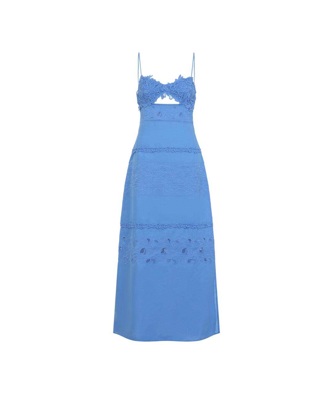 ERMANNO SCERVINO Синее льняное коктейльное платье, фото 1