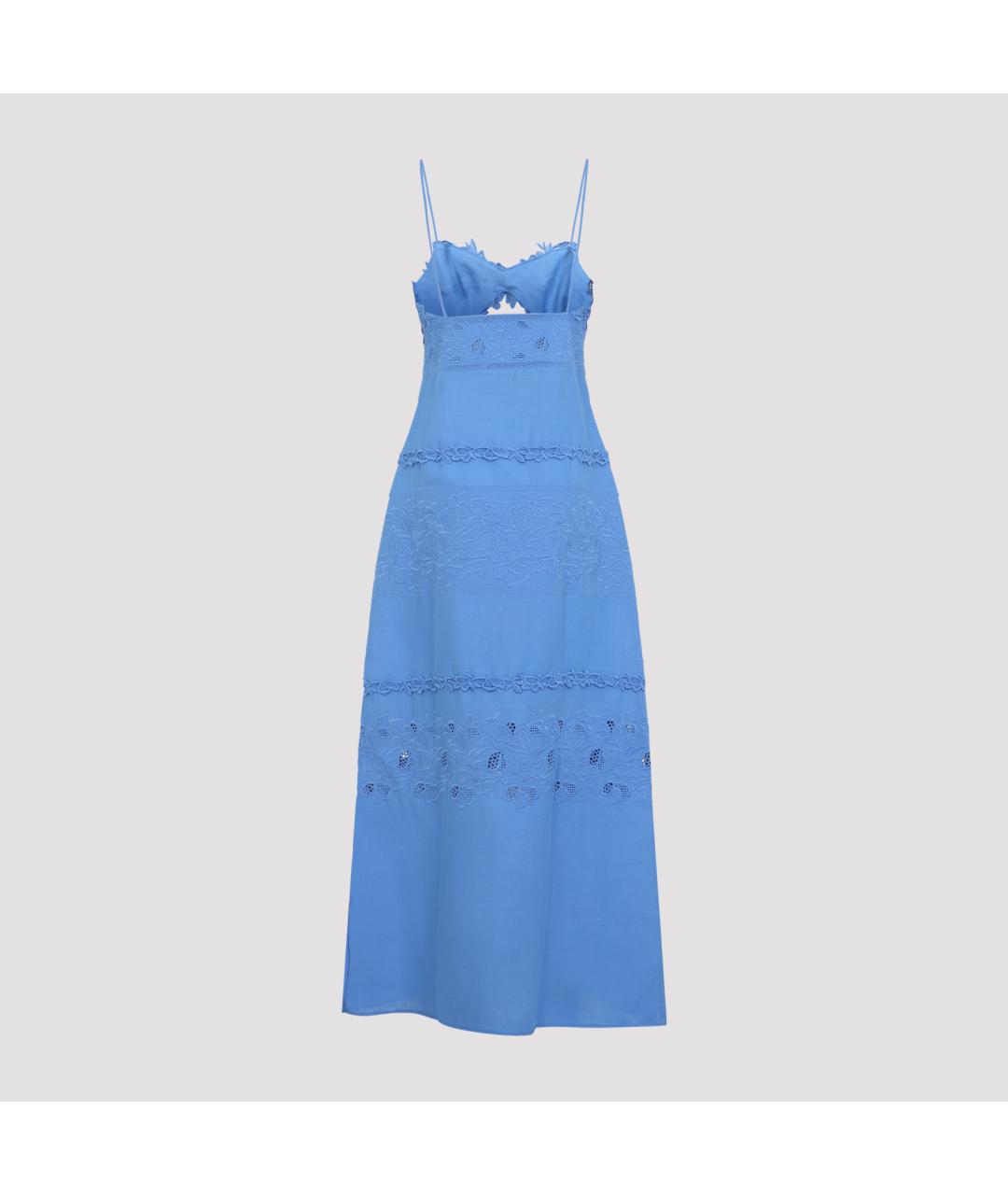ERMANNO SCERVINO Синее льняное коктейльное платье, фото 4