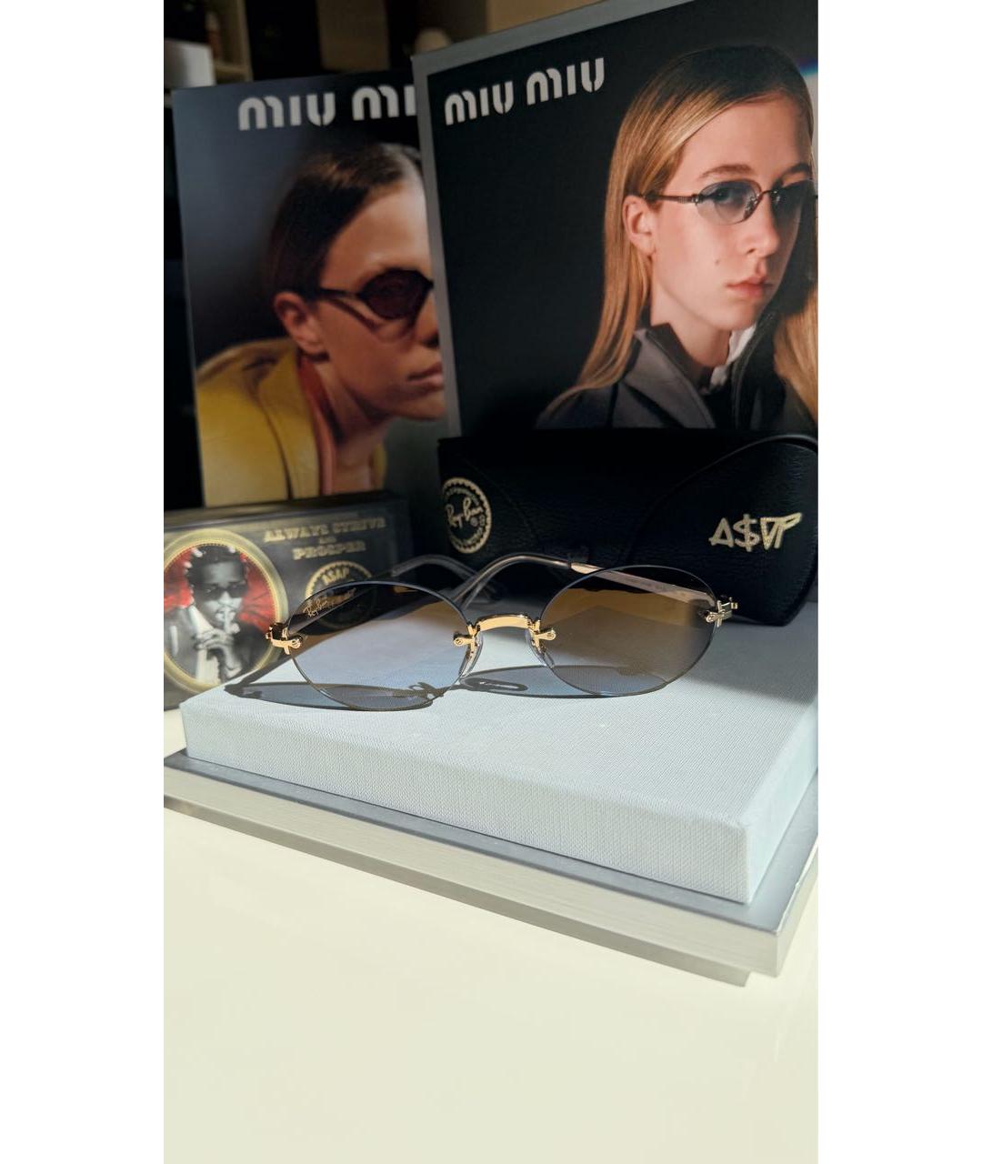 RAY BAN Голубые металлические солнцезащитные очки, фото 7