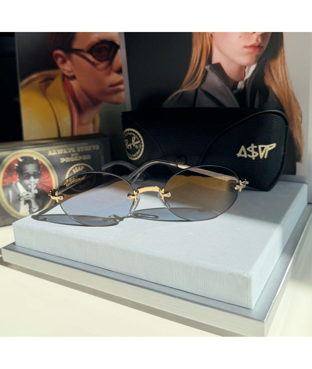 RAY BAN Голубые металлические солнцезащитные очки, фото 6