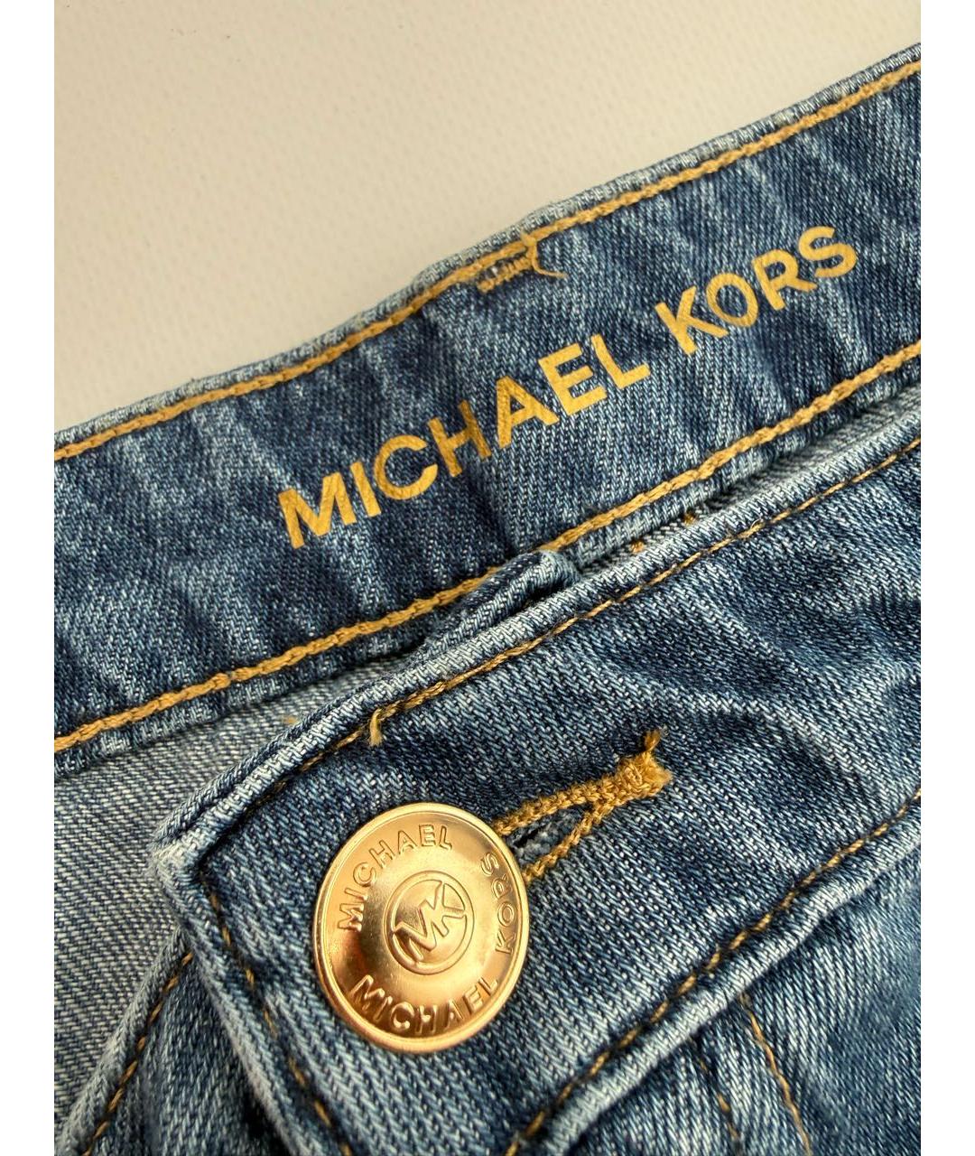 MICHAEL KORS Синие хлопко-эластановые прямые джинсы, фото 3