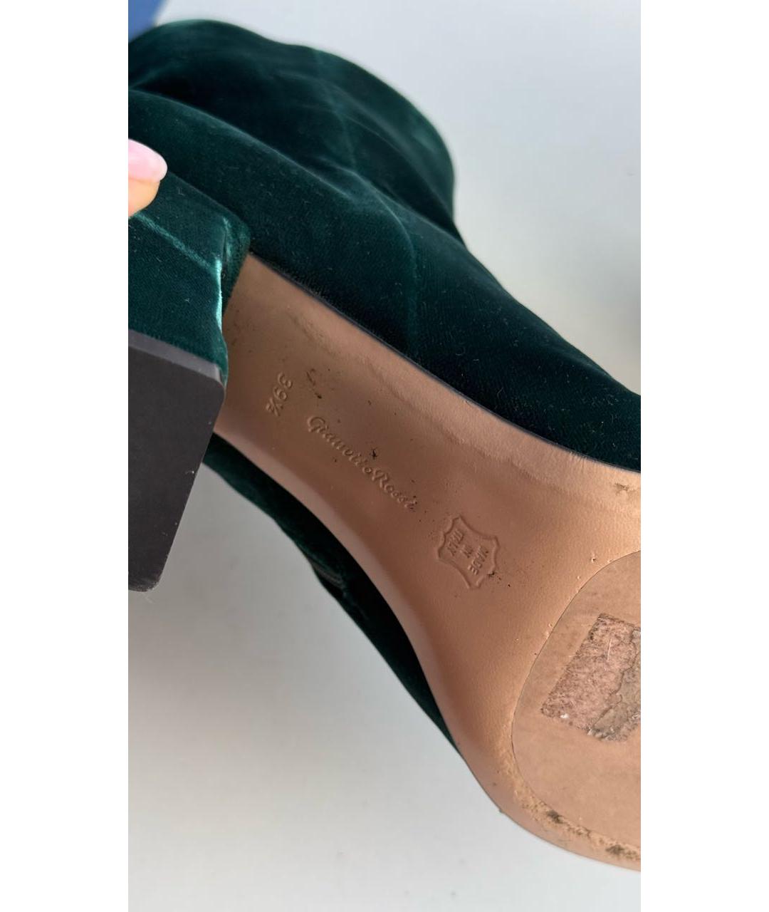 GIANVITO ROSSI Зеленые бархатные полусапоги, фото 5