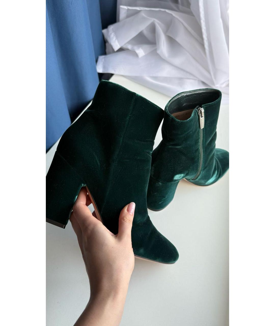 GIANVITO ROSSI Зеленые бархатные полусапоги, фото 4