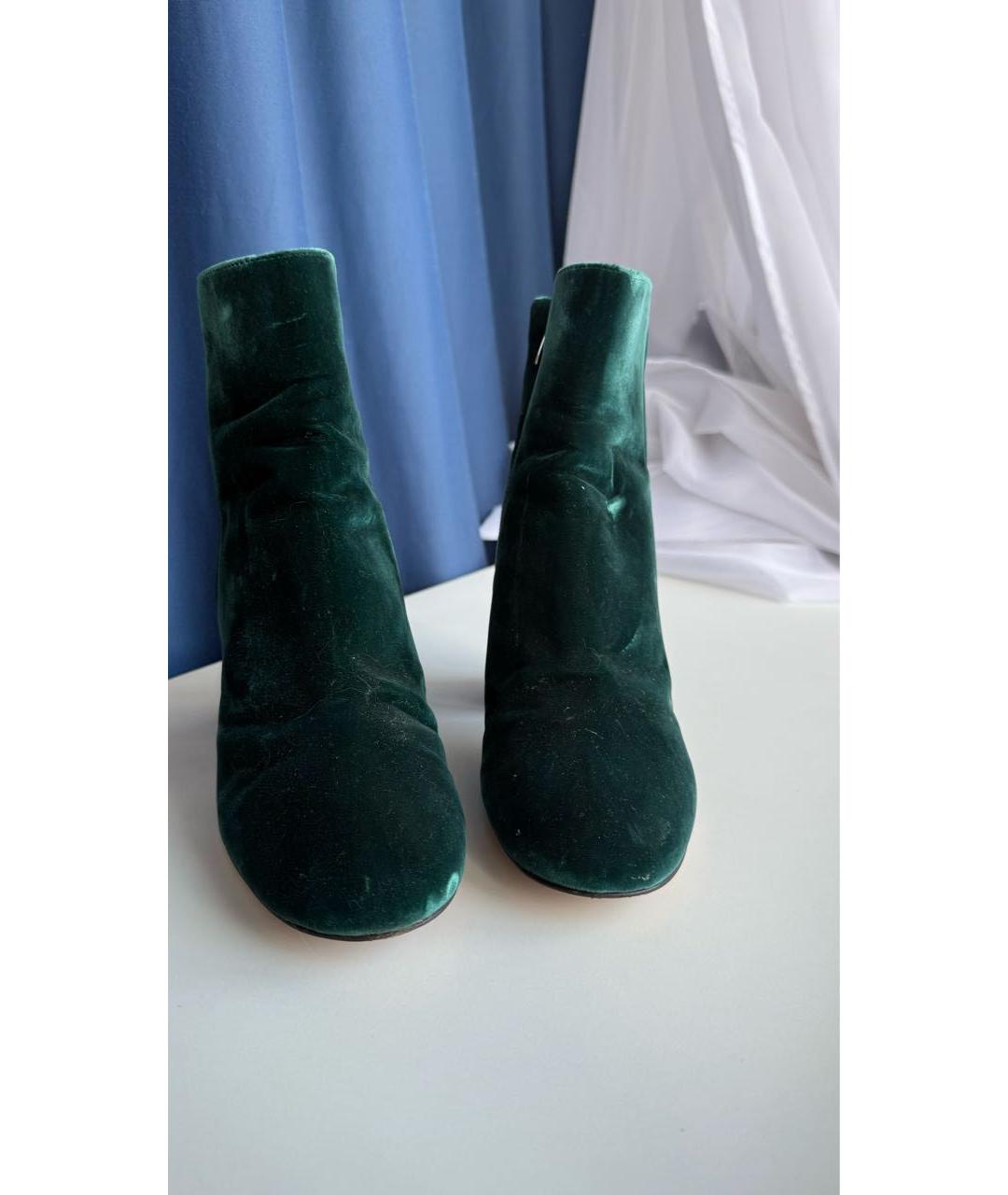 GIANVITO ROSSI Зеленые бархатные полусапоги, фото 2