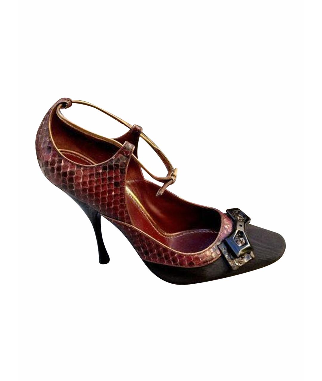 LOUIS VUITTON Бордовые туфли из экзотической кожи, фото 1