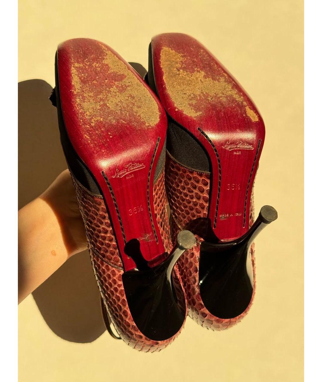 LOUIS VUITTON Бордовые туфли из экзотической кожи, фото 4