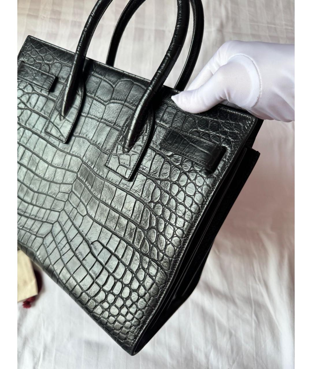 SAINT LAURENT Черная кожаная сумка тоут, фото 5