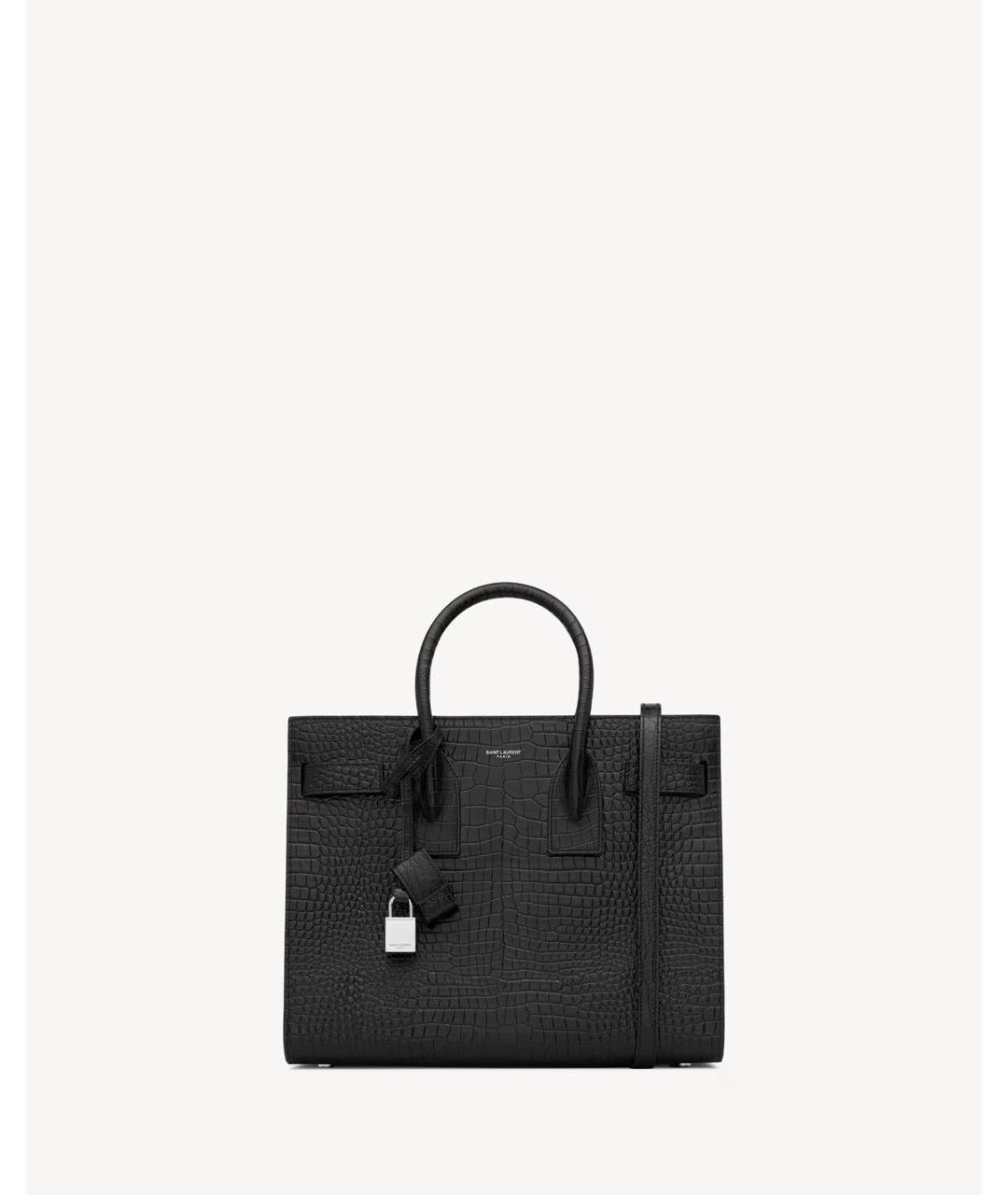 SAINT LAURENT Черная кожаная сумка тоут, фото 8